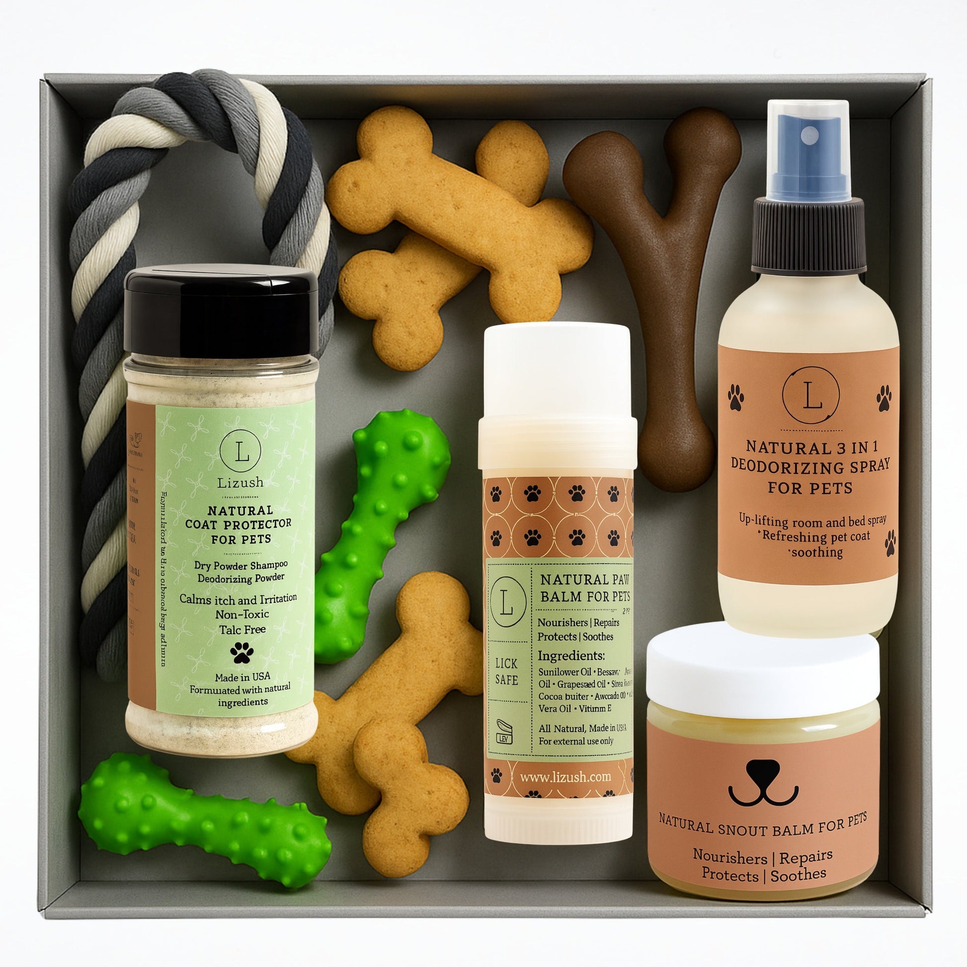 Pet Pampering Gift Box -All-Natural Pet Wellness Kit – Soothing Balms & Herbal Coat Powder